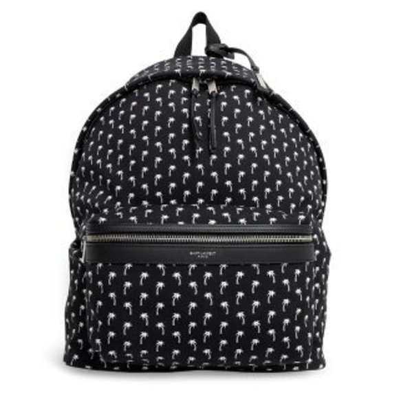 Saint Laurent Paris City Canvas Backpack Daypack Palm Tree Black - Picture 1 of 9
